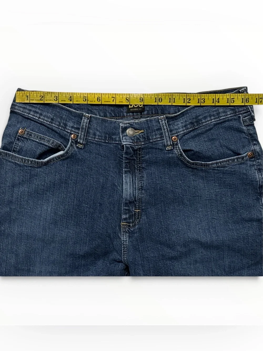 Lee Relaxed Fit Jeans Men Blue Straight Leg Stretch Denim Casual Classic 32x29